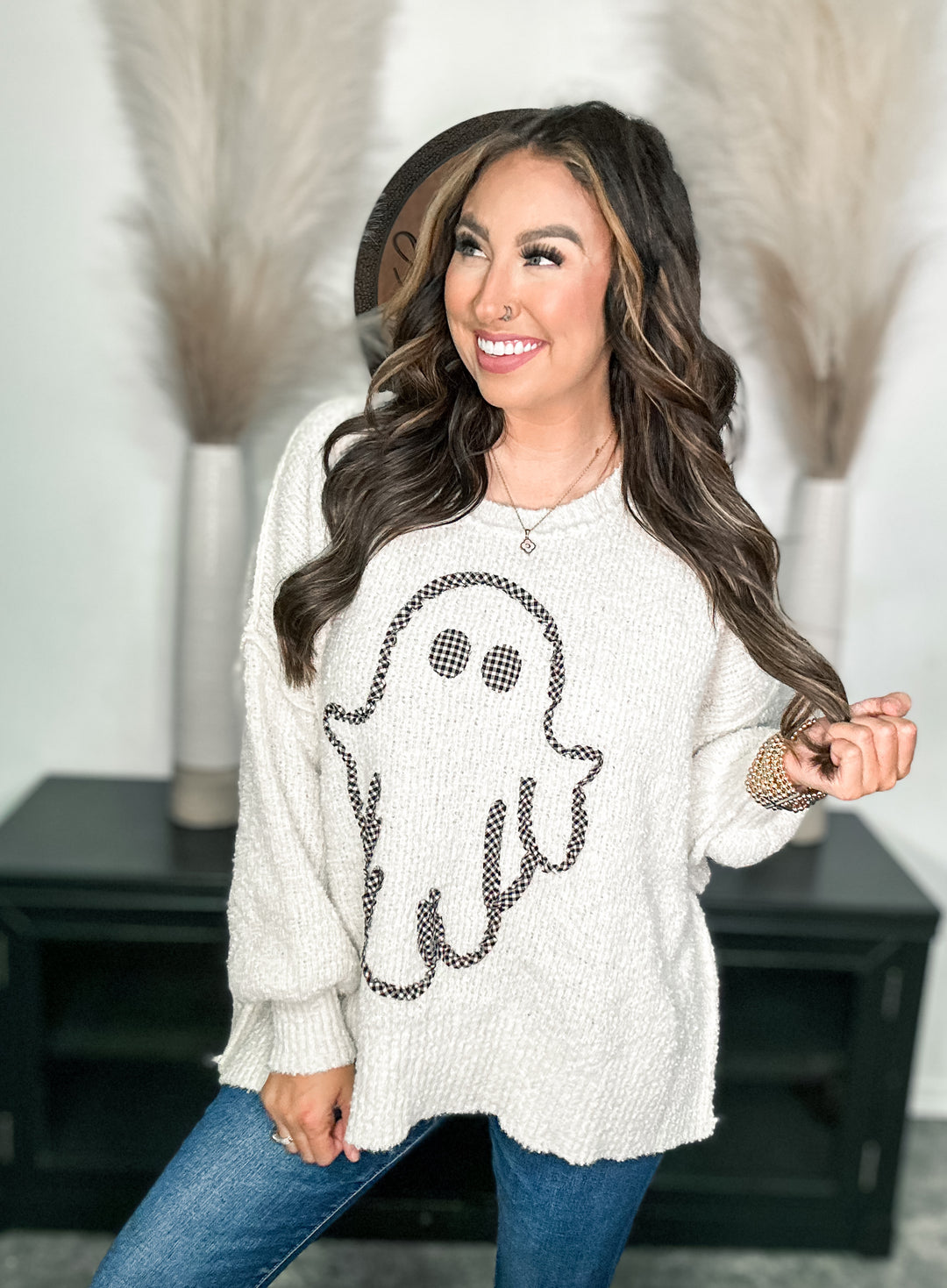 Gingham Ghost Oversized Sweater