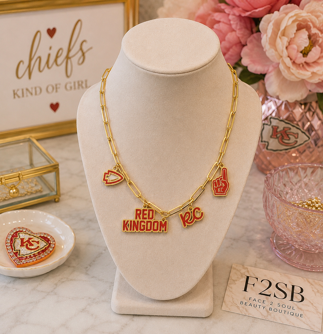 Kansas City Red Kingdom Charm Necklace - Face 2 Soul Beauty Boutique