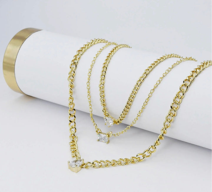 Crystal Gleam Layer Necklace