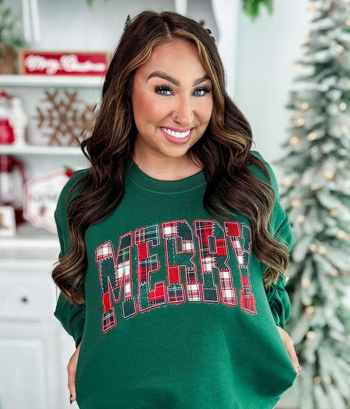 Made To Order: Dark Green Patch Merry Sweatshirt