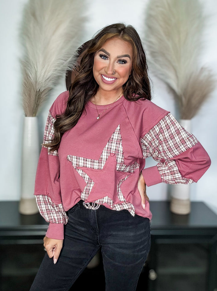 Plaid Contrast Star Longsleeve
