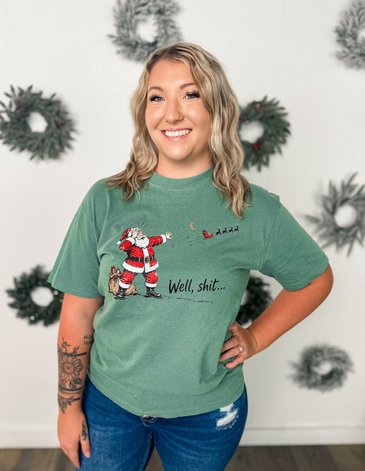 Made To Order: Well Sh*t Santa Light Green CC Tee