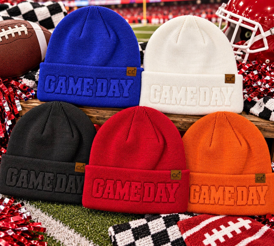 Game Day Embossed Cuffed Beanie