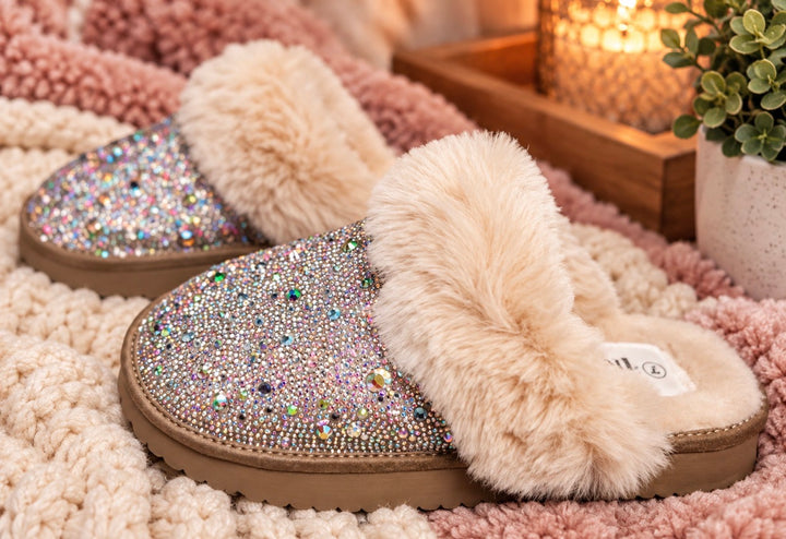 Corky Let’s Order In Rhinestone Slippers