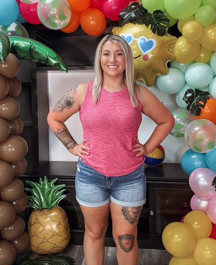 High Rise Mica Denim Shorts with Double Cuff - Face 2 Soul Beauty Boutique