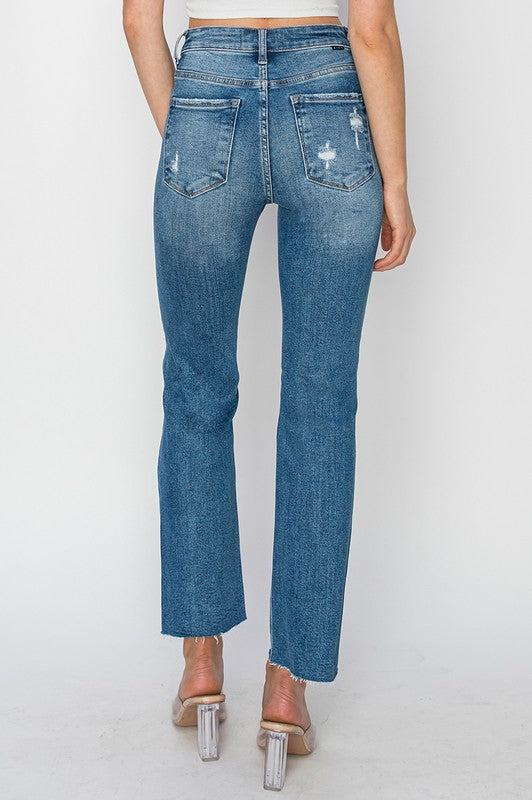 High Rise Knee Distressed Jeans By Risen - Face 2 Soul Beauty Boutique