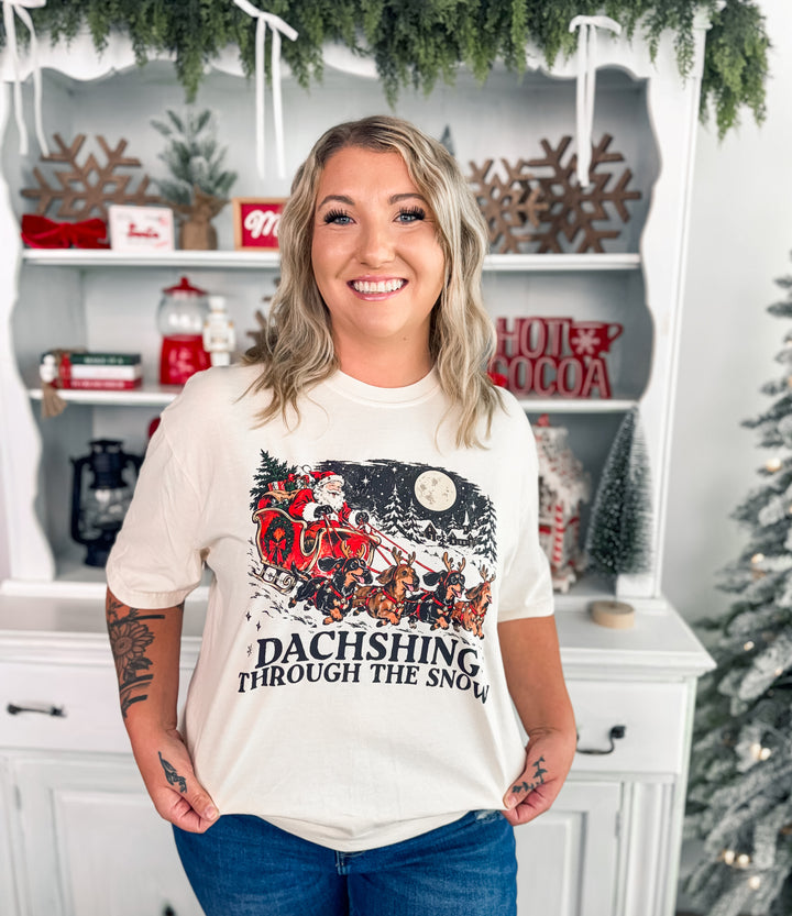 Made To Order: Dachshing Through The Snow Ivory CC Tee