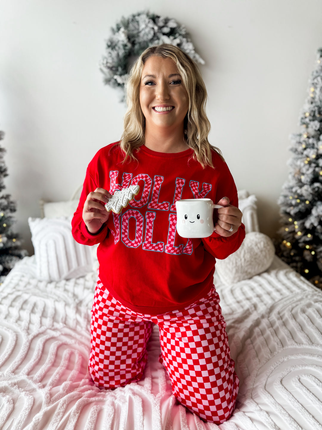Holly Jolly Christmas Checkered Pants Set