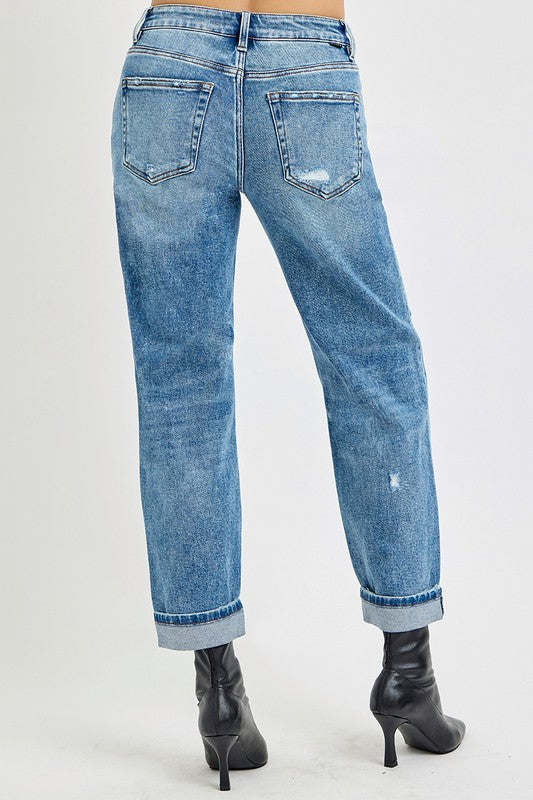 High Rise Ankle Boyfriend Distressed Jeans By Risen - Face 2 Soul Beauty Boutique