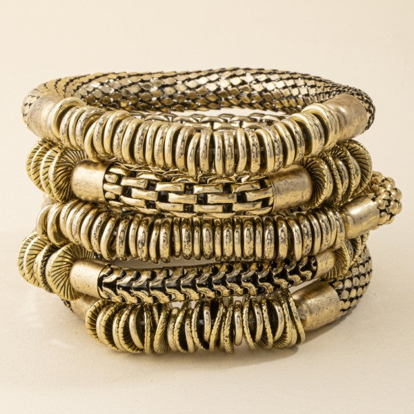 Chunky Mixed Texture Stretch Bracelet Stack
