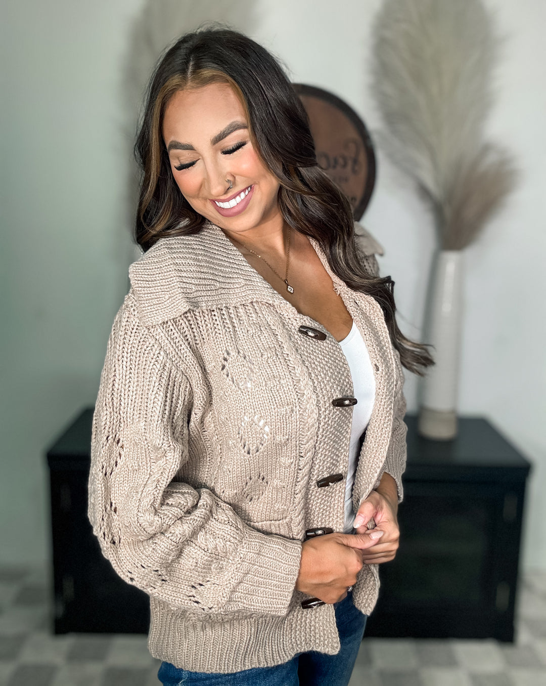 Taupe Button Up Sweater