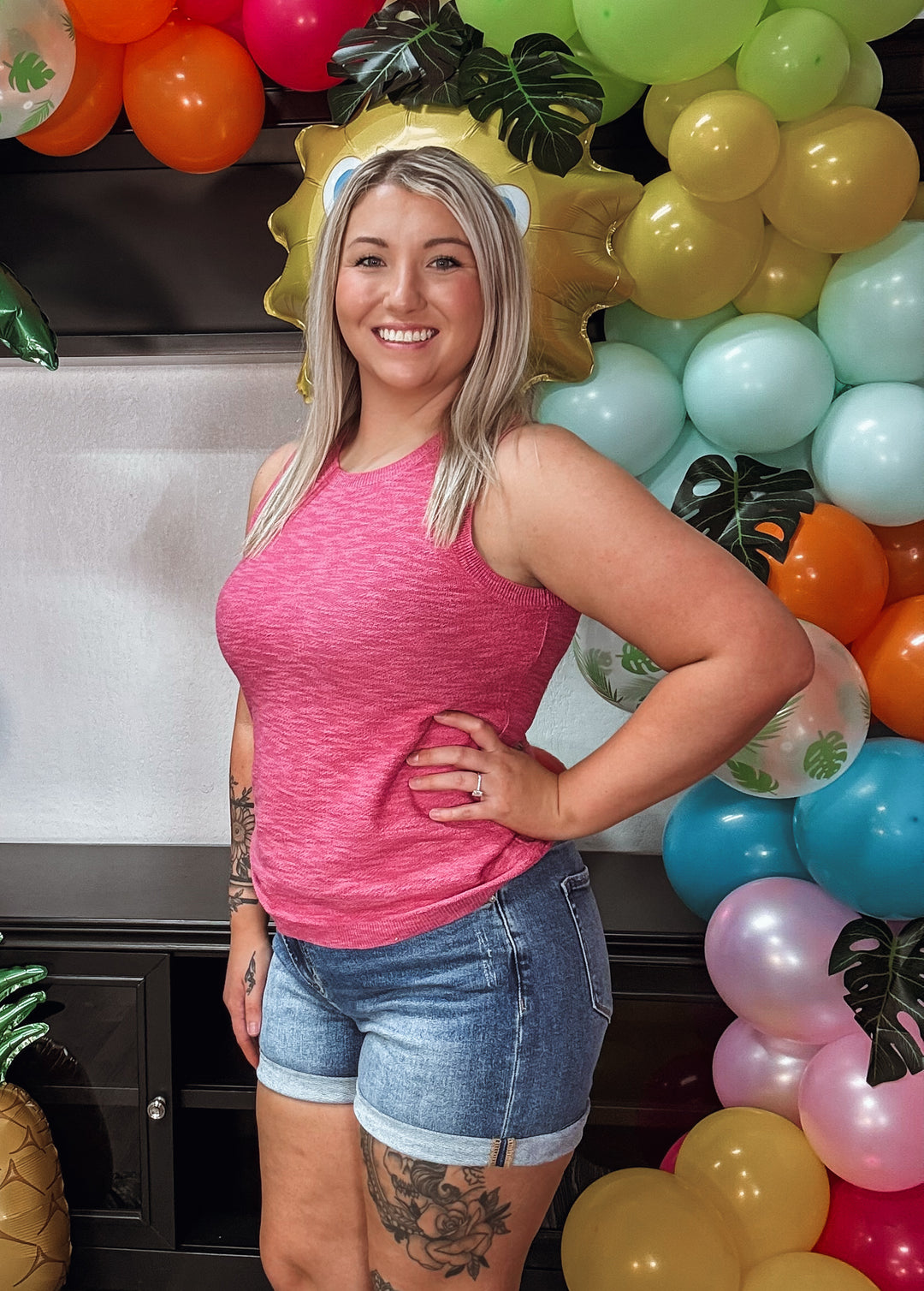 High Rise Mica Denim Shorts with Double Cuff - Face 2 Soul Beauty Boutique