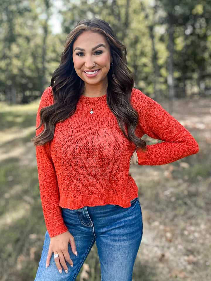 Rust Boatneck Light Knit Sweater