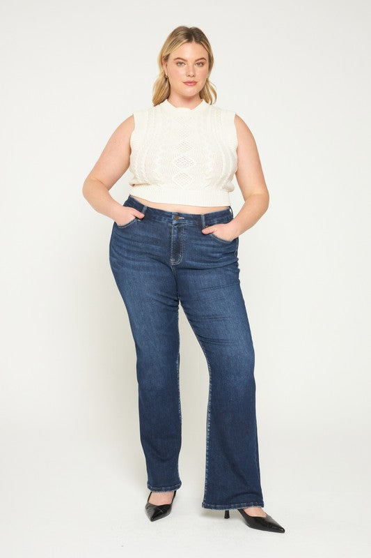 Midrise Dark Wash Bootcut Jeans By Mica Denim - Face 2 Soul Beauty Boutique