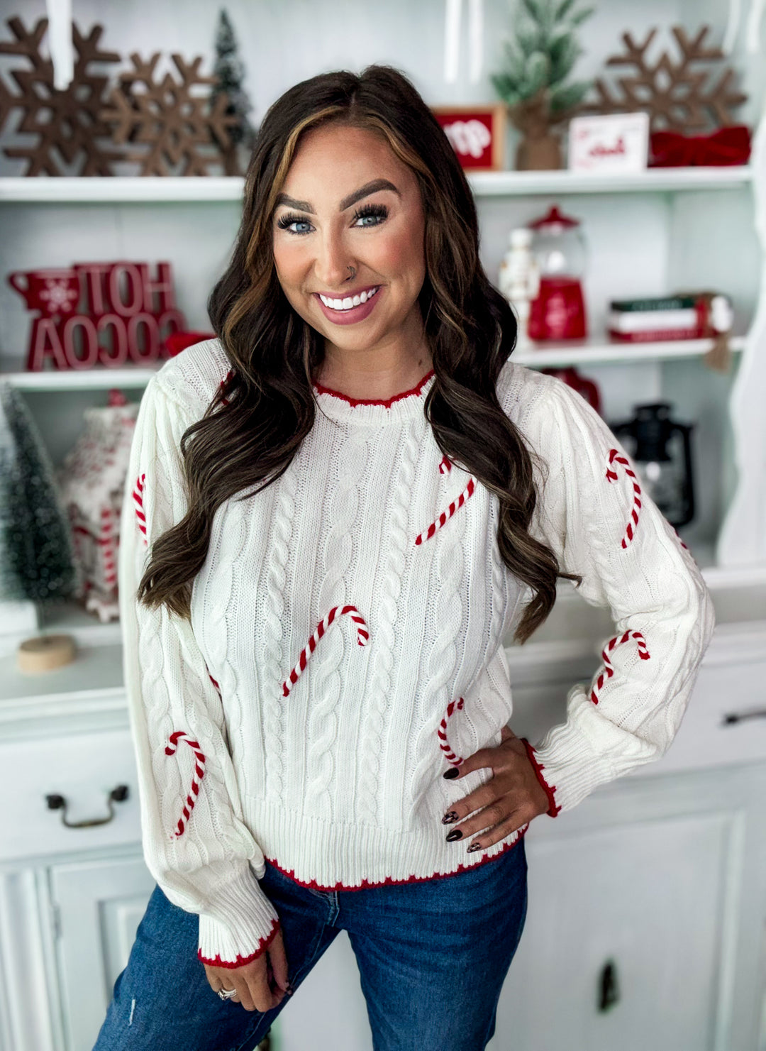 Candy Cane Patched Sweater