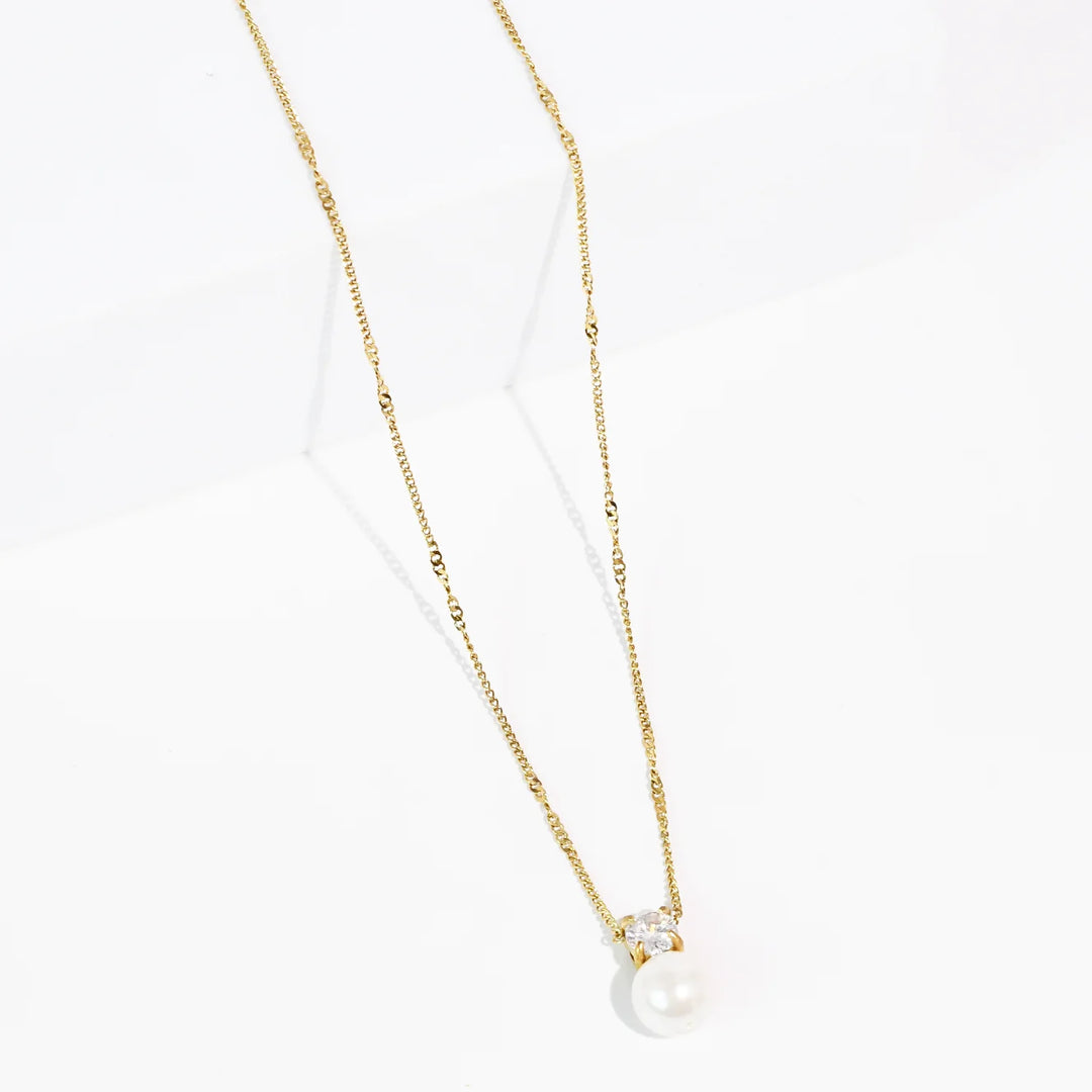 Waterproof Pearl Dot Crystal Necklace