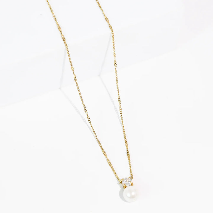 Waterproof Pearl Dot Crystal Necklace