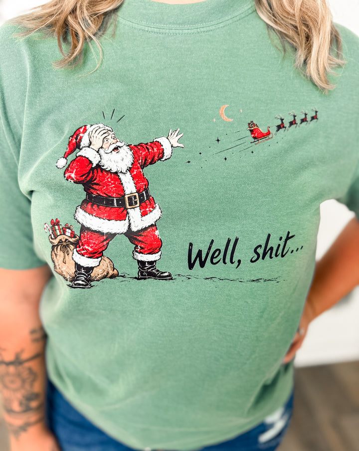 Made To Order: Well Sh*t Santa Light Green CC Tee