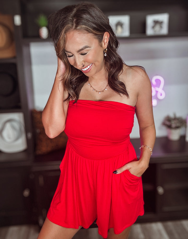 Double Layered Strapless Tube Top Romper - Face 2 Soul Beauty Boutique