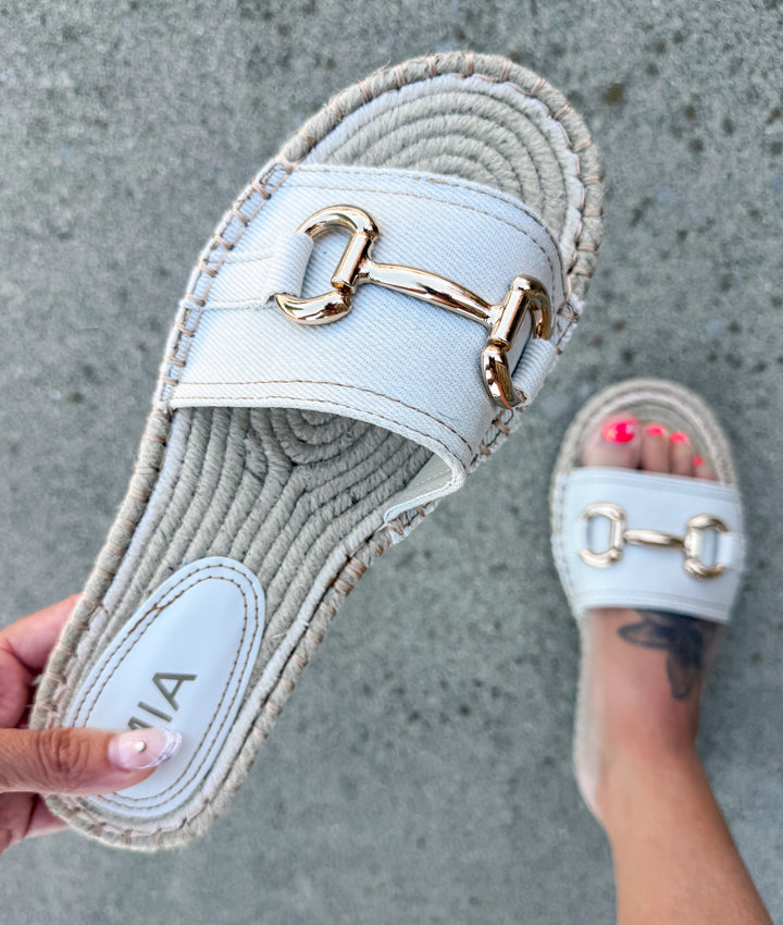 The Mia Horsebit Bone Sandals - Face 2 Soul Beauty Boutique