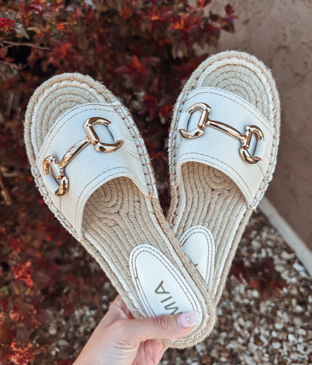The Mia Horsebit Bone Sandals - Face 2 Soul Beauty Boutique