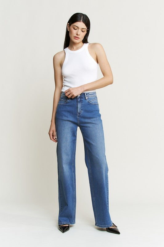 The Indigo High Rise Wide Leg Jeans By Mica Denim - Face 2 Soul Beauty Boutique