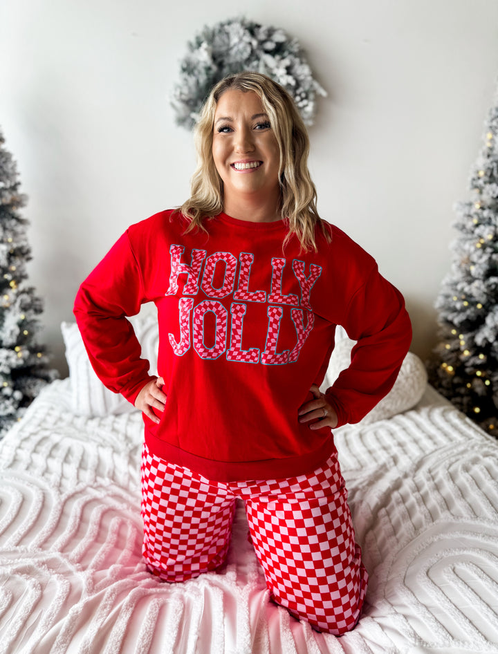 Holly Jolly Christmas Checkered Pants Set