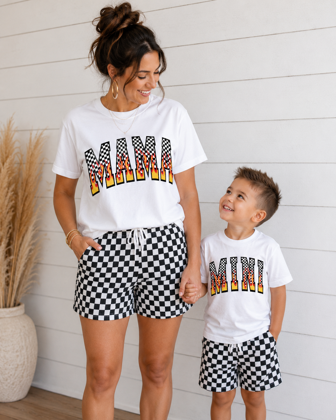 Made To Order: Mama &amp; Mini Checkered Fire Tees - Face 2 Soul Beauty Boutique