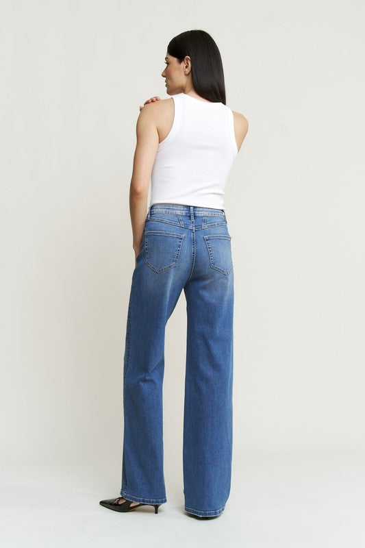 The Indigo High Rise Wide Leg Jeans By Mica Denim - Face 2 Soul Beauty Boutique