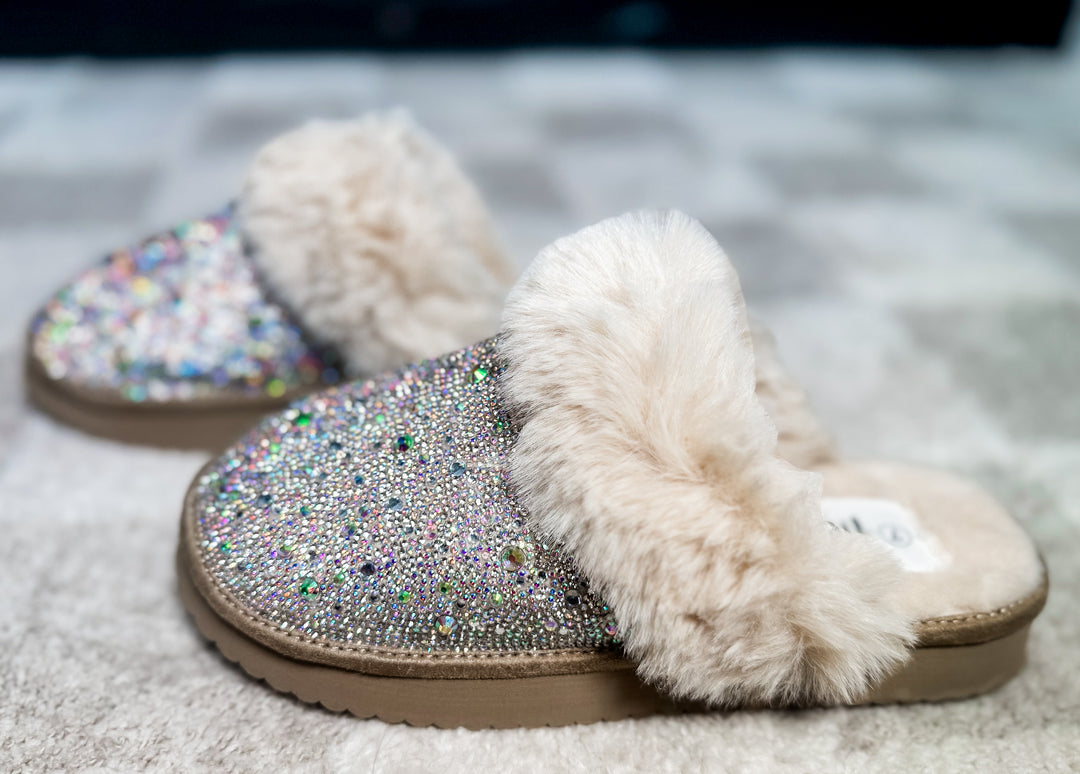 Corky Let’s Order In Rhinestone Slippers