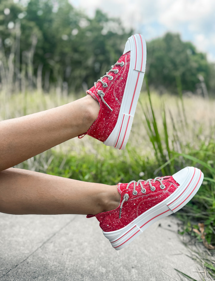 Red Aman Bling Sneakers - Face 2 Soul Beauty Boutique