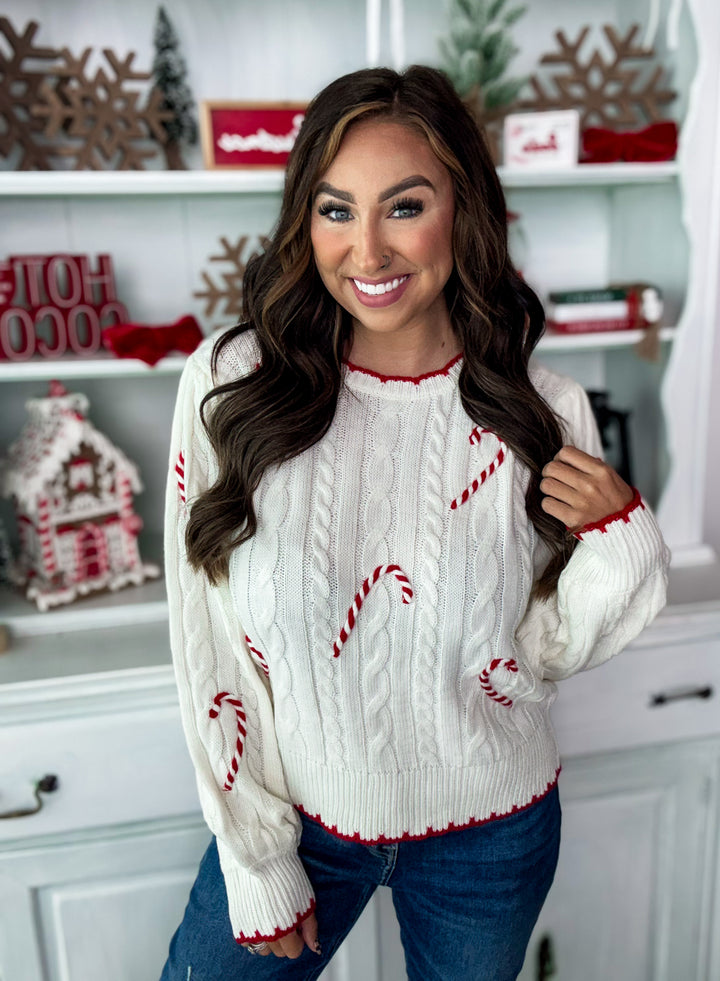Candy Cane Patched Sweater