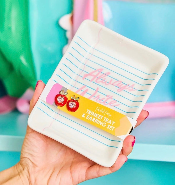 Always Write Trinket Tray and Earring Set