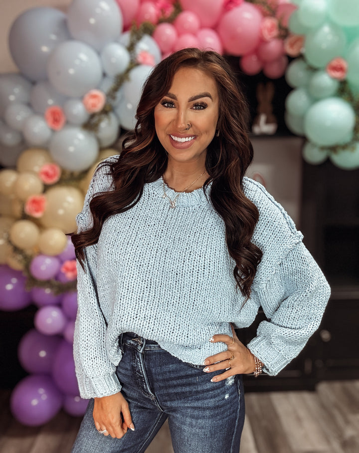 Sky Blue Cozy Sweater - Face 2 Soul Beauty Boutique
