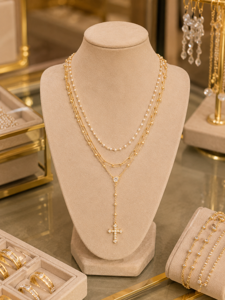 The Judson Layered Link Cross Necklace
