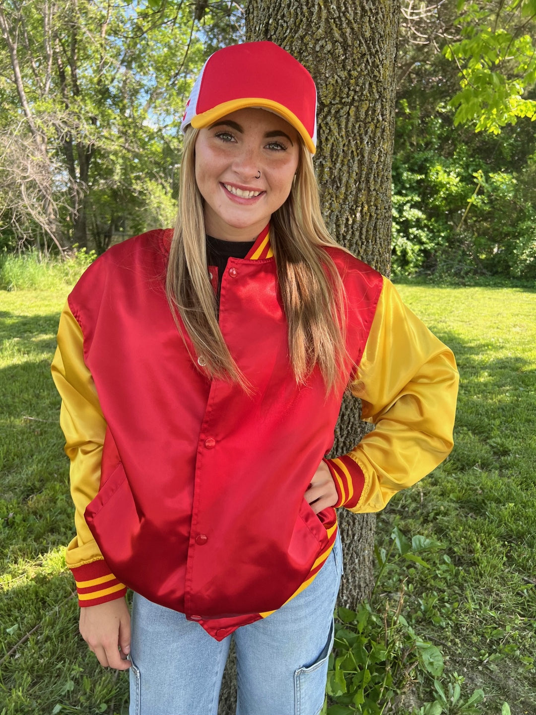 Red & Yellow Satin Jackets - Face 2 Soul Beauty Boutique