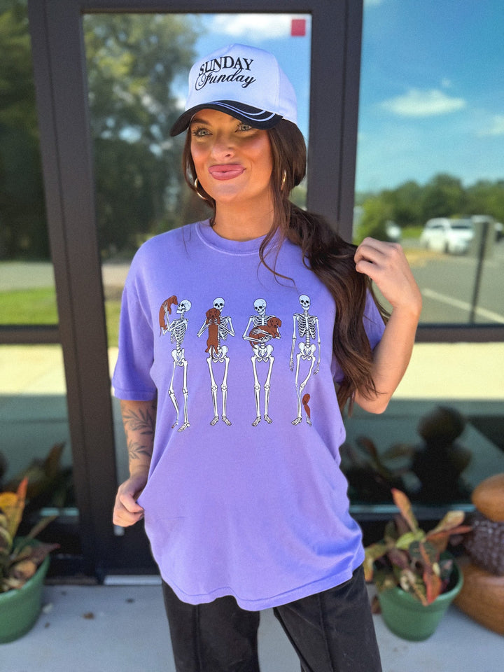 Skeleton &amp; Dogs Violet Graphic Tee