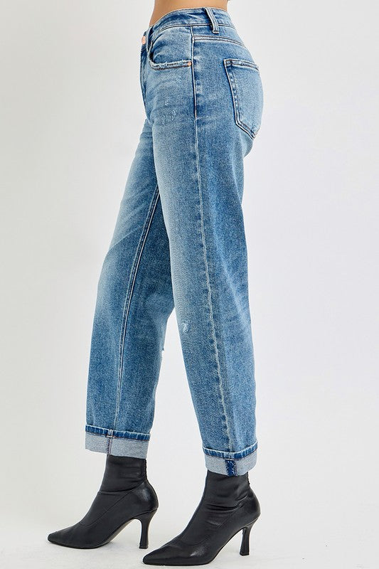 High Rise Ankle Boyfriend Distressed Jeans By Risen - Face 2 Soul Beauty Boutique