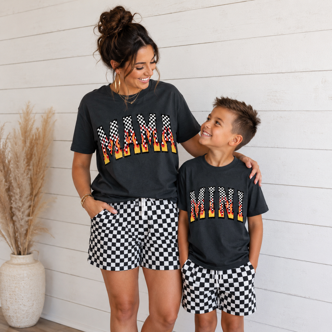 Made To Order: Mama &amp; Mini Checkered Fire Tees - Face 2 Soul Beauty Boutique