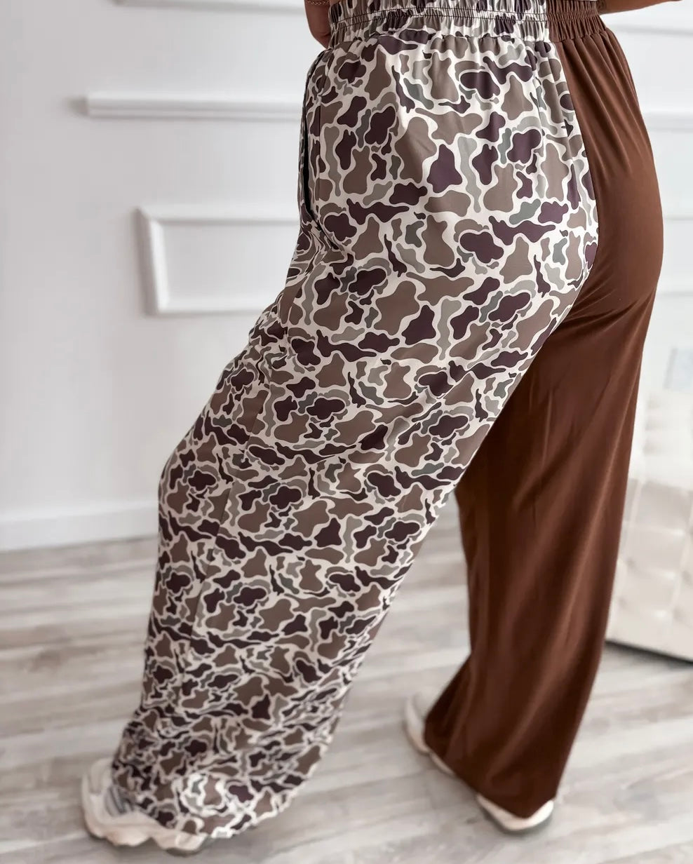 Split Duck Camo Lounge Pants by Birdie - Face 2 Soul Beauty Boutique