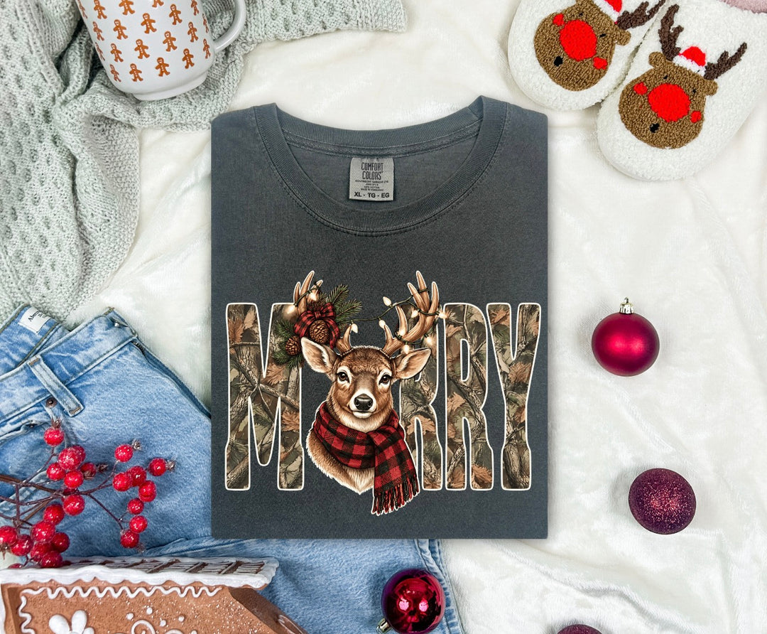 Made To Order: Camo Merry Reindeer on Comfort Color