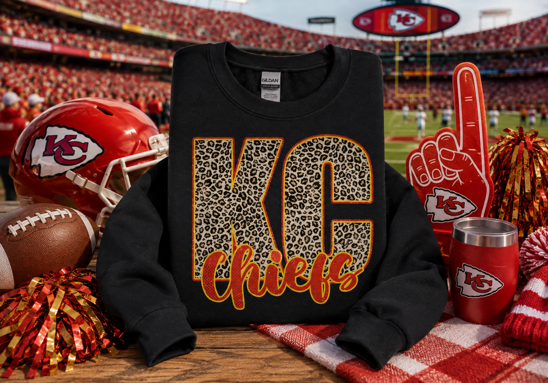 Made To Order: Leopard KC Chiefs on Black - Face 2 Soul Beauty Boutique