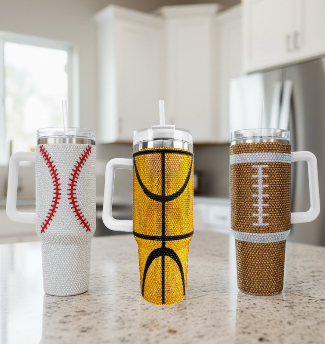 Sports Rhinestone 40oz Tumbler - Face 2 Soul Beauty Boutique