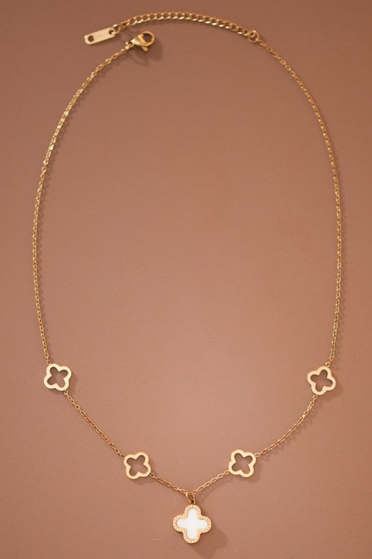 18k Non- Tarnish Clover Necklace - Face 2 Soul Beauty Boutique
